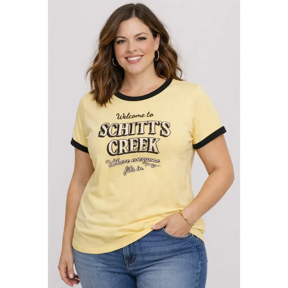 Schitt’s Creek Yellow Ringer Graphic Tee Women’s L “Welcome to Schitt’s Creek” - Picture 10 of 10